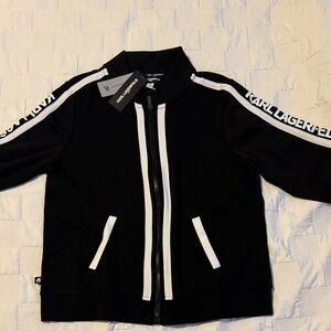 Karl Lagerfeld Men’s Black and White Zip-Up Jacket